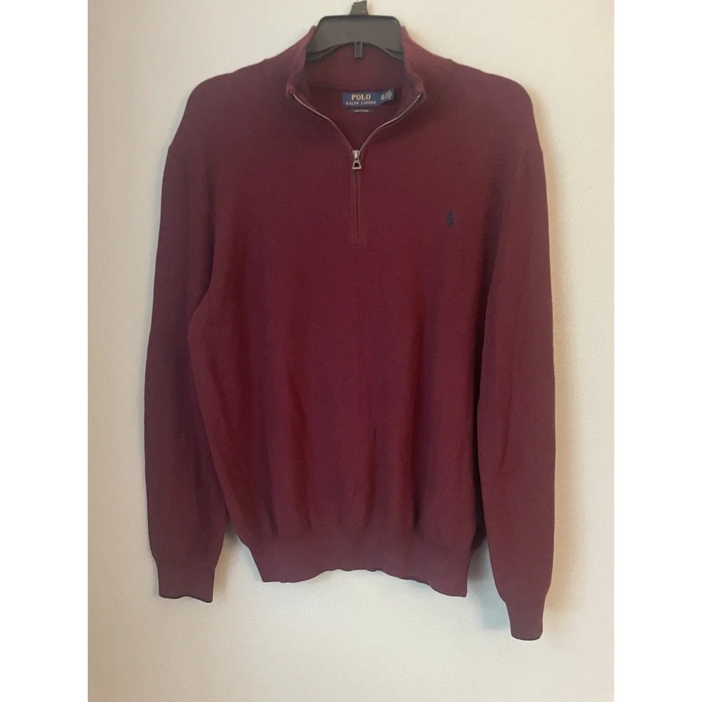 POLO RALPH LAUREN Mens XXL TTG Merino Wool 1/4‎ Zip Long Sleeve Sweater